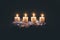 Golden advent candles burning religious concept