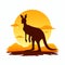 Golden Age Inspired Kangaroo Silhouette On Desert Background