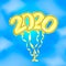 Golden air ballons in a form of 2020 date. Vector illustration