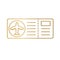 Golden airline ticket icon