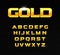 Golden alphabet. Bold headline letters with serif. Modern font for premium product design. Vector gold letters.