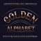 Golden alphabet font. Retro ornate letters.