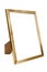 Golden aluminum empty photo frame on white background