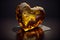 golden amber stone with heart shape illustration Generative AI