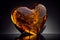 golden amber stone with heart shape illustration Generative AI