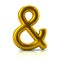 Golden ampersand symbol 3d illustration