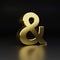 Golden ampersand symbol. 3D render shiny metal font isolated on black background