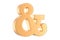Golden ampersand symbol, 3D rendering