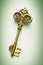 golden ancient key against white background, ai generated illustration