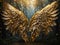 Golden Angel Wings Wood Backdrop Beautiful Photography Template Design - ai generated