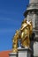 Golden angels in front of Cathedral in Zagreb, Croatia.