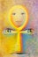 Golden Ankh with All Seeing Eyes Expressionist Painting