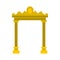 Golden antique arch icon, flat style