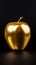 Golden apple on dark background. Isolated luxury concept. Generative AI