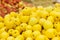 Golden apple on the shelf in the supermarket