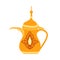Golden arabic teapot, colorful vector illustration