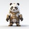 Golden Armor Panda Bear: Cute And Playful Fantasy Character Design