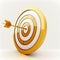 Golden arrow aim to dartboard target or goal of success