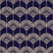 Golden Art Deco Abstract Palms on Dark Blue Vector Seamless Pattern. Abstract Egyptian Geometric Print