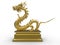 Golden Asian dragon on a stand - side view