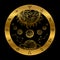 Golden astrology concept with planets isolated on black background