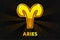 Golden Astrology Signs On Black background, Zodiac Aries