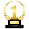 Golden award on pedestal, winner icon, success, reward