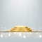 Golden award round podium with shiny glitter and sparkles isolated on light background. Vector realistic illustration of