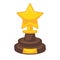 Golden award in star shape isolated on white. Reward trophy