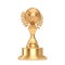 Golden Award Trophy with Golden Earth Globe and Laurel Wreath. 3d Rendering