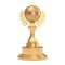 Golden Award Trophy with Golden Earth Globe and Laurel Wreath. 3d Rendering