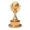 Golden Award Trophy with Golden Football Soccer Ball and Laurel Wreath. 3d Rendering