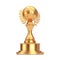 Golden Award Trophy with Golden Football Soccer Ball and Laurel Wreath. 3d Rendering