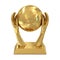 Golden award trophy with stars, hands and basket b