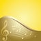 Golden background - vector curved music notes