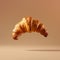 Golden Baked Croissant Mid-Air with Crisp Layers - Perfect for Culinary Arts and Food Marketing. Generative Ai