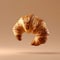 Golden Baked Croissant Mid-Air with Crisp Layers - Perfect for Culinary Arts and Food Marketing. Generative Ai