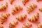 Golden Baked Croissants on Warm Pink Background for Culinary Concepts