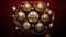 golden ball Christmas ornaments, including gleaming gold stars and intricately designed Christmas ball baubles, AI generated