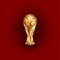 Golden ball on the stand. Sports polygonal trophy illustration