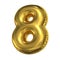 Golden balloon font 3d rendering, number 8