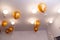 golden balloons on the ceiling. Simple and spectacular decoration for the party.