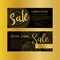 Golden banners. Gold text. Gift, luxury, card, vip exclusive certificate privilege voucher store present shopping sale
