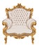 Golden baroque armchair Vector. Luxurious furniture design. Victorian rich ornaments decors