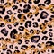Golden baroque elements glamour leopard cheetah seamless pattern illustration