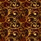 Golden baroque swirls on red, luxury seamless pattern