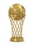 Golden basketball award trophy with ball and net