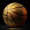 Golden basketball ball isolated on black background close-up, basketball covered with gold, lovely sports background,