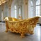 Golden bathtub in vintage bathroom luxury