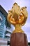 The Golden Bauhinia sculpture at Hongkong convention & exhibition center